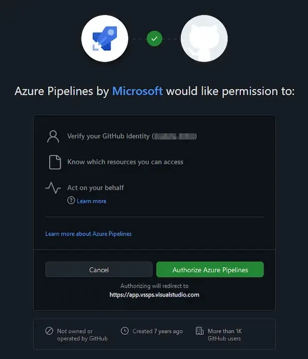 「Authorize Azure Pipelines」をクリック